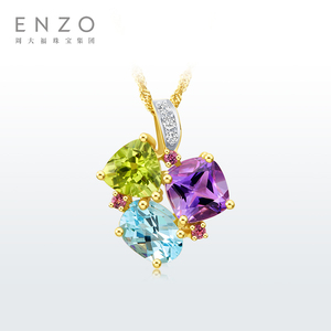 ENZO「彩虹系列」18K金多彩宝石钻石吊坠女EZV2743