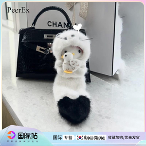 韩国PeerEx抱鸽子大尾巴kitty可爱包包挂件饰品毛绒公仔kt猫挂饰