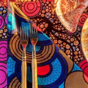 非洲蜡染餐垫肯尼亚坦桑尼亚进口传统部落手绘桌垫锅垫西式餐垫