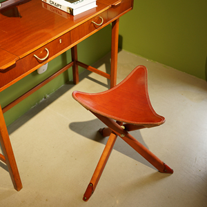 Vintage Leather Chair 复古手工皮凳露营凳三角蝴蝶凳