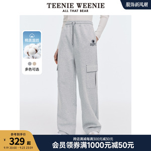 TeenieWeenie小熊女装2024秋季新款宽松直筒运动卫裤工装裤休闲裤