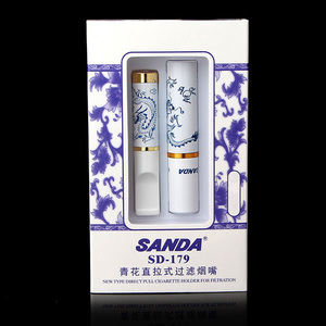 SANDA正品三达青花瓷直拉杆式过滤SD-179烟嘴循环清洗型 粗烟专用