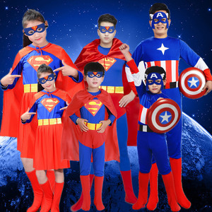 万圣节儿童服装超人美国队长亲子卡通演出服超人衣服男女童表演服