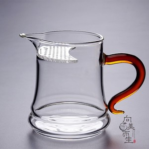 加厚耐热玻璃分茶器月牙杯公道杯尖嘴泡茶带过滤月牙杯