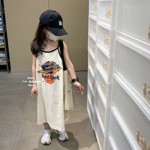 韩国童装2024女宝宝洋气吊带裙女童背心裙夏季儿童连衣裙无袖长裙