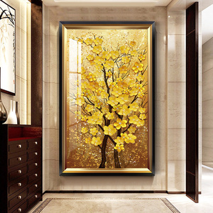 黄金树 入户玄关装饰画美式轻奢客厅走廊尽头壁画大气金钱树挂画