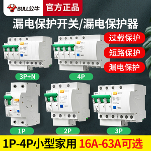 公牛漏保跳闸保护开关保安器家用触电漏电空开单极三相四线断路器