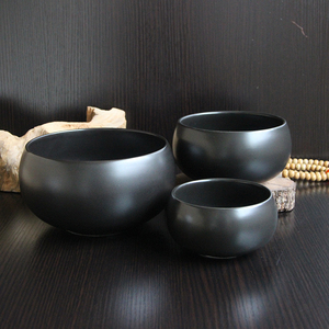 纯黑色陶瓷和尚碗钵圆钵青瓷碗佛文化居士素食碗僧人佛碗陶瓷钵碗