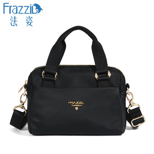 Frazzil/法姿新款包包女斜挎包黑色尼龙布包轻便妈妈手提肩挎小包