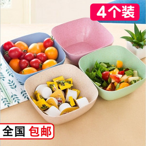 小麦秸秆饭碗大号汤碗日式餐具家用创意水果沙拉汤面碗方形米饭碗