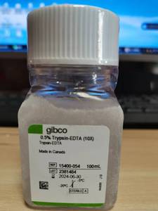 GIBCO胰酶 15400054 0.5%胰蛋白酶-EDTA 无酚红 15400-054 100ml