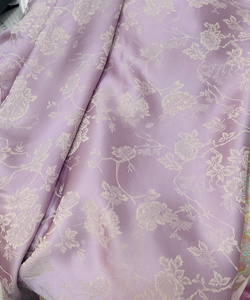 国风紫粉色人丝混纺提花花萝裙子上衣旗袍汉服面料布料