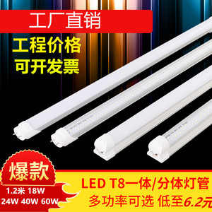 双排t8led一体化灯管led长条灯t5一体化灯管1.2米40W家用商用光管