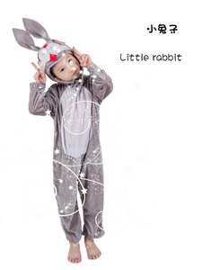小白兔小兔子儿童动物演出服装男孩蓝兔女孩粉兔亲子成人卡通服饰