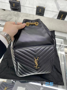 YSL/圣罗兰saint laurent羊皮双肩包JOE绗缝抽女包绳水桶包单肩包