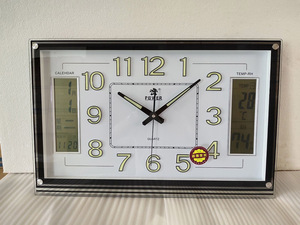 霸王特大静音夜光壁挂钟客厅长方形电子万年历简约时尚居家时钟表