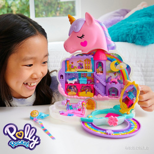 迷你波莉口袋彩虹独角兽五星盒便携场景八宝盒女孩过家家儿童玩具