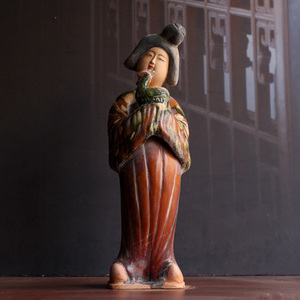 唐三彩陶瓷十二生肖仕女客厅书房博古架仿古陶俑装饰物古玩收藏品