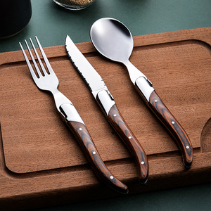 不锈钢红木柄牛排刀叉西餐厅刀叉勺套装蜜蜂牛扒 鲍鱼 刀叉勺