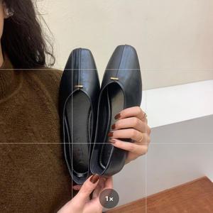 MIBEILIN法式气质方头平底鞋2023复古chic软底奶奶鞋工作中性单鞋
