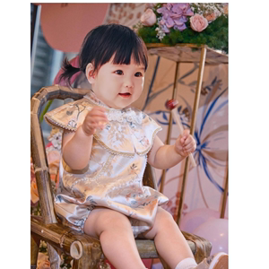 周岁礼服女宝宝新中式旗袍薄款婴儿百日抓周宴唐装包屁衣夏季冠衣