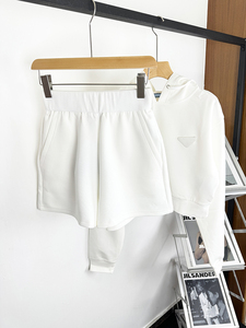 非市场通货~白色短裤卫衣短外套2024年春季新款设计感时尚套装女