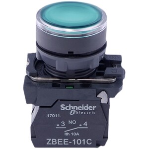 正品施耐德带灯平头按钮开关 ZBEE-101C ZBV-B3EC 绿色自复位 24V