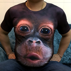 夏季男士短袖t恤动物恶搞笑3d立体印花个性猩猩搞怪滑稽薄款体恤