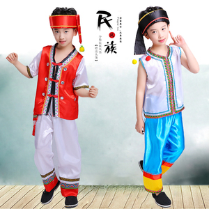 少数民族儿童演出服广西壮族表演服男女童苗族傣族葫芦丝表演服装