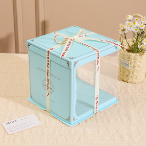大尺寸透明蛋糕盒大6寸大8寸大10寸大12寸双层加高甜品包装盒定制