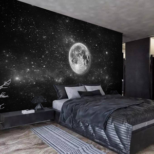 3D欧式简约星空墙纸地球壁画儿童房卧室电视沙发背景太空宇宙壁纸