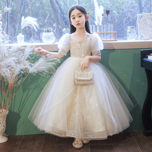 女童礼服花童婚礼小女孩轻奢小众高端公主裙生日主持人钢琴演出服