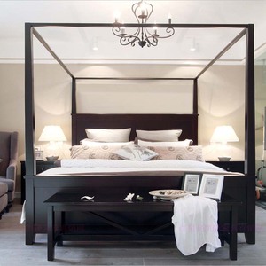 美式四柱床新中式轻奢仿古典架子床实木床双人简约现代主卧室家具