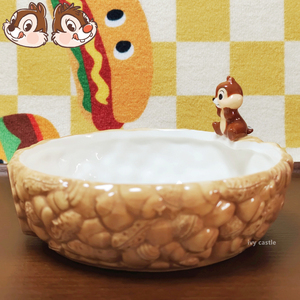 日本购回正版小松鼠奇奇蒂蒂可爱餐盘陶瓷餐碟深碗盘子家居餐具
