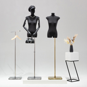 韩版女装服装店模特道具扁平胸半身人台橱窗黑色假人体展示架全身