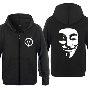 外贸男式拉链卫衣 V for Vendetta V字仇杀队 男士抓绒卫衣外套