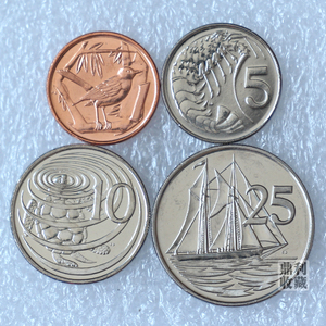 包邮 开曼群岛4枚全套2008年1-5-10-25分 美洲外国硬币钱币外币