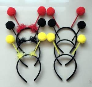 儿童节活动表演道具毛毛球瓢虫蚂蚁蜜蜂金龟子动物头饰头箍发箍