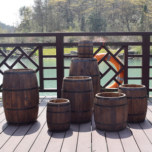 促销碳化木制装饰酒桶木桶花盆花箱展会庭院阳台酒吧婚庆摄影道具