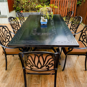 户外桌椅铸铝欧式休闲餐桌露天花园露台别墅家用铁艺室外庭院家具