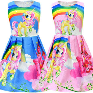 儿童裙子女童装连衣裙独角兽unicorn裙子欧美无袖背心裙