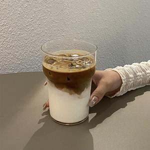 简约美式冰拿铁咖啡杯气泡水杯果汁杯自制饮品杯玻璃杯轻薄耐热杯
