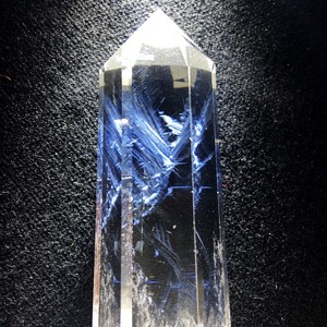 天然白水晶柱白水晶原石激光柱摆件蓝针蓝羽天使羽毛单尖柱收藏品