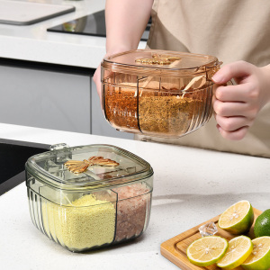 调料盒厨房家用带盖套装一体四格亚克力调味罐商用密封佐料盐瓶罐