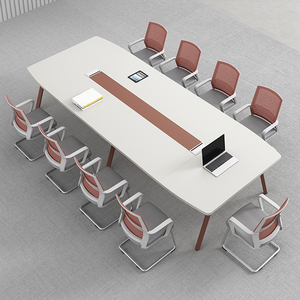 新款设计会议桌长桌简约现代10-20人洽谈桌子会议室桌椅组合广州