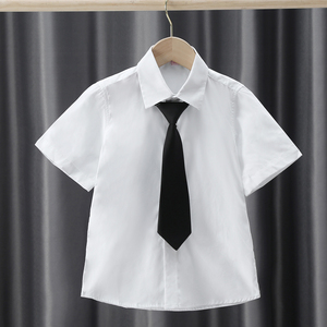 男童衬衣短袖翻领纯棉夏新款中小学生校服班服表演服儿童白色衬衫