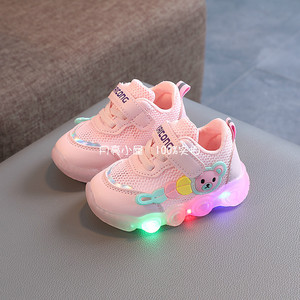 夏季新婴幼儿透气单网鞋01-2-3岁男女宝宝鞋子软底鞋底亮灯运动鞋