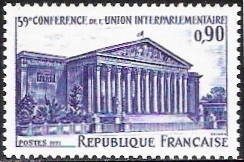 法国 1971  雕刻版 欧洲议会联盟50年 议会大厦1全 MNH