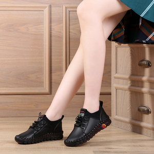 2023春秋季女鞋平底软皮休闲鞋防滑舒适软底软面单鞋韩版女式皮鞋