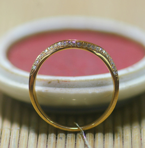 素雅荷叶款 18K玫瑰金钻石戒指 结婚女戒12.5号可改 真金真钻